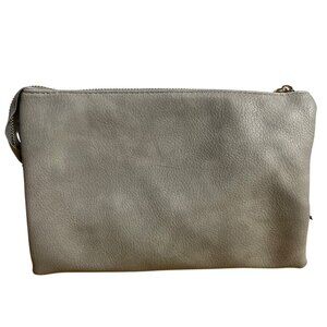 Jen & Co Izzy Convertible Vegan Faux Leather Cluth Crossbody Wristlet Bag Grey